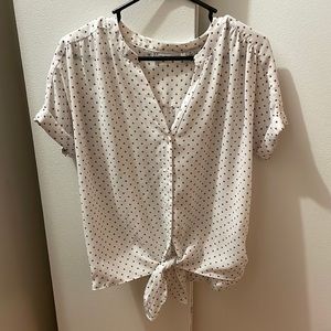 Polka dot tie front shirt